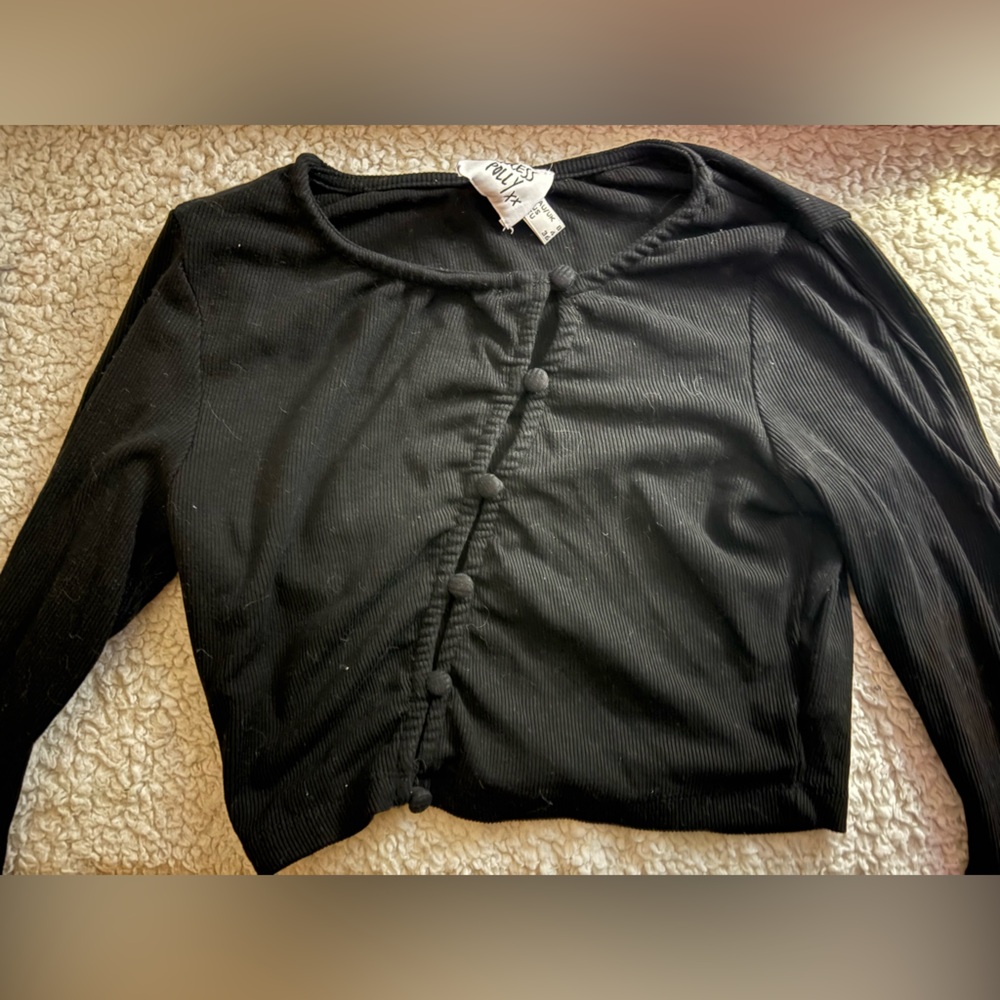 Black Button-Up Women's Top